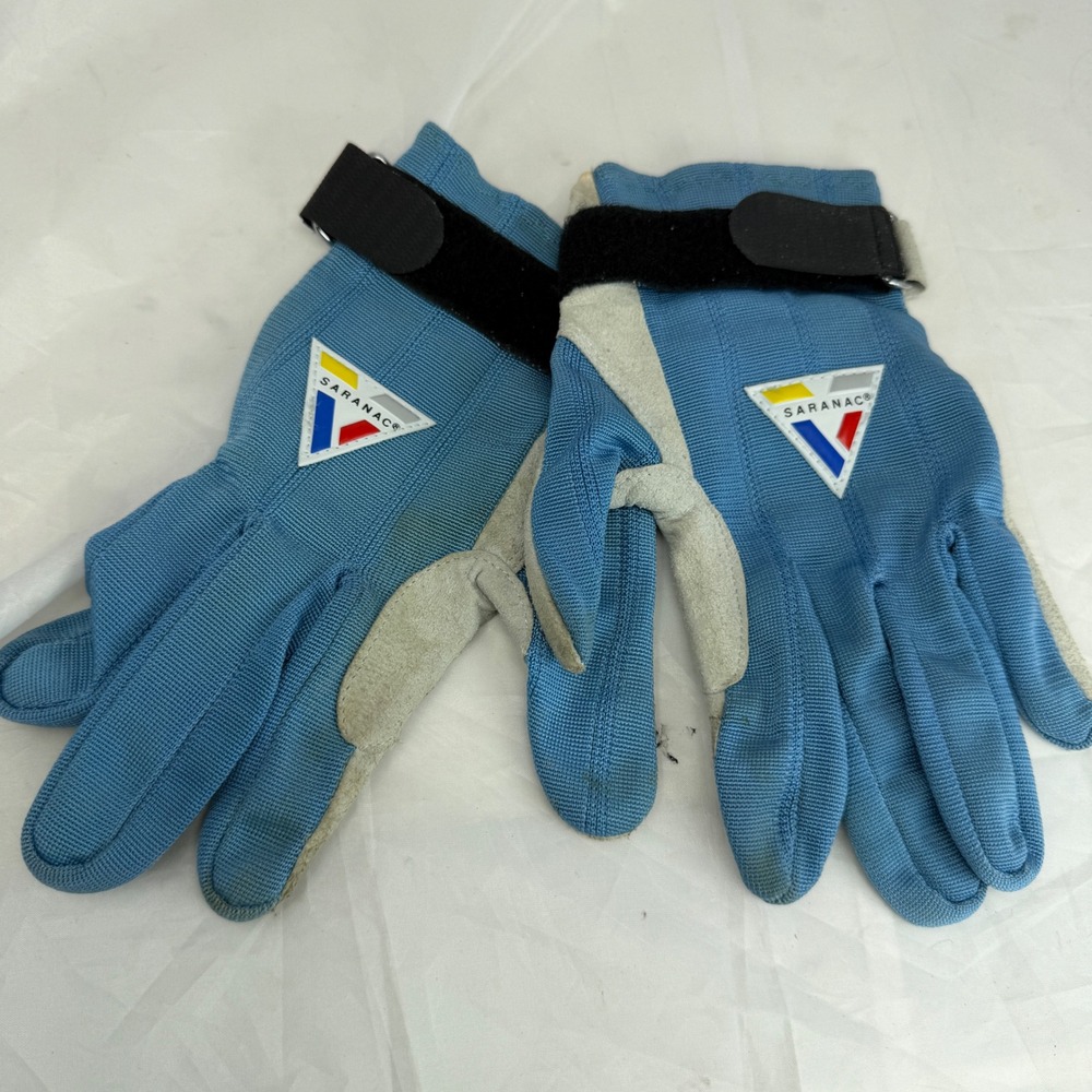 Vintage Saranac B-89 Blue Synthetic Leather Sport Utility Gloves Mens Large